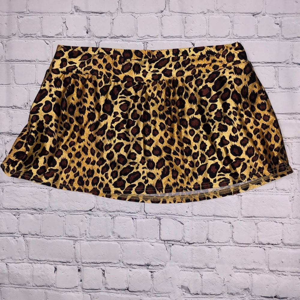 Venus Black Brown Gold Leopard Print Swim Skirt